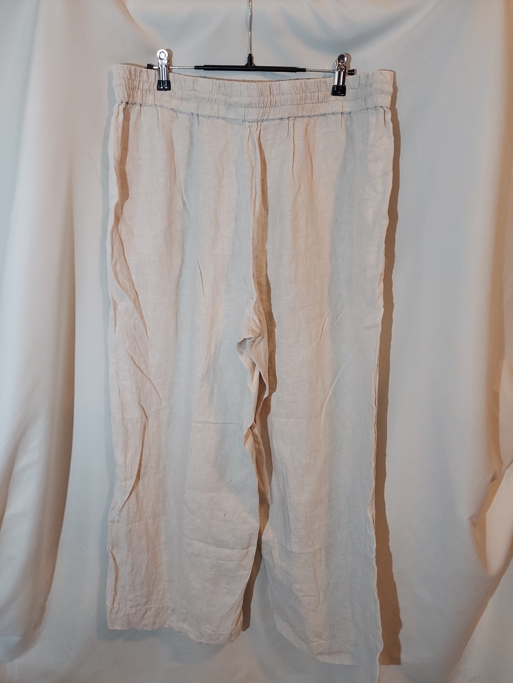 J.Crew Linen Drawstring Seaside Wide Leg Linen Pants Beige Large Tall - Picture 2 of 9